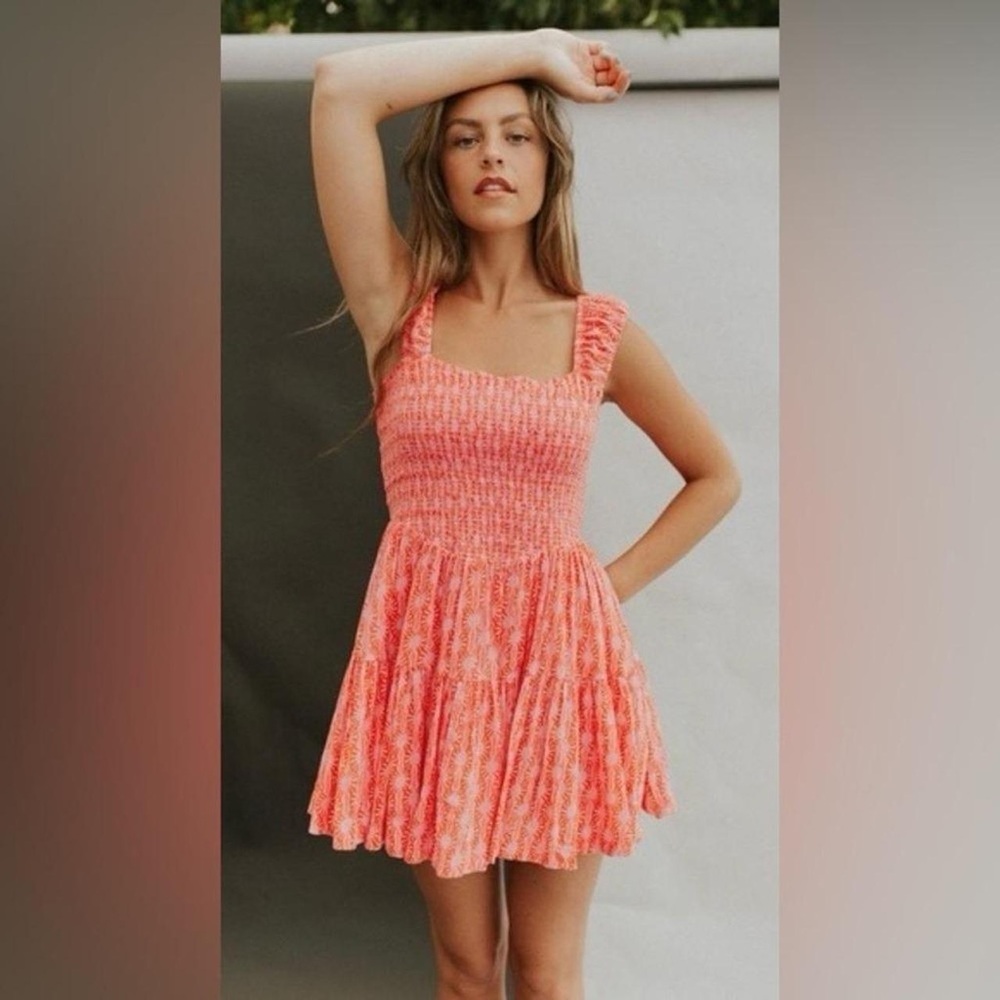 Free people Smocked pink Mini Dress